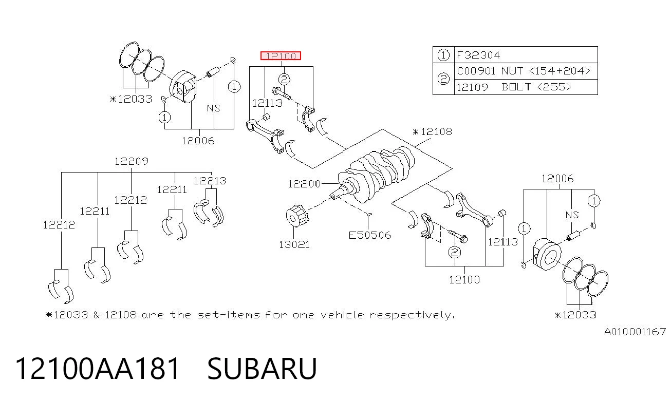 12100AA181 Subaru Шатун двигателя