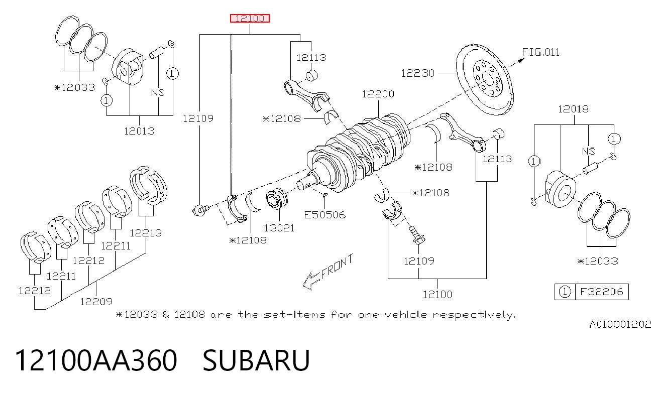 12100AA360 Subaru Шатун двигателя