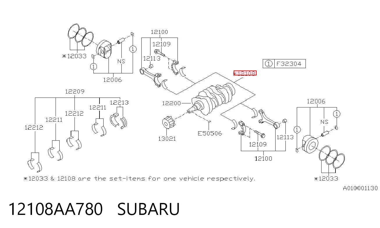 Шатунные вкладыши коленчатого вала Subaru Forester II внедорожник (S11, SG) (2002 - 2007) цена, от 125.43 USD