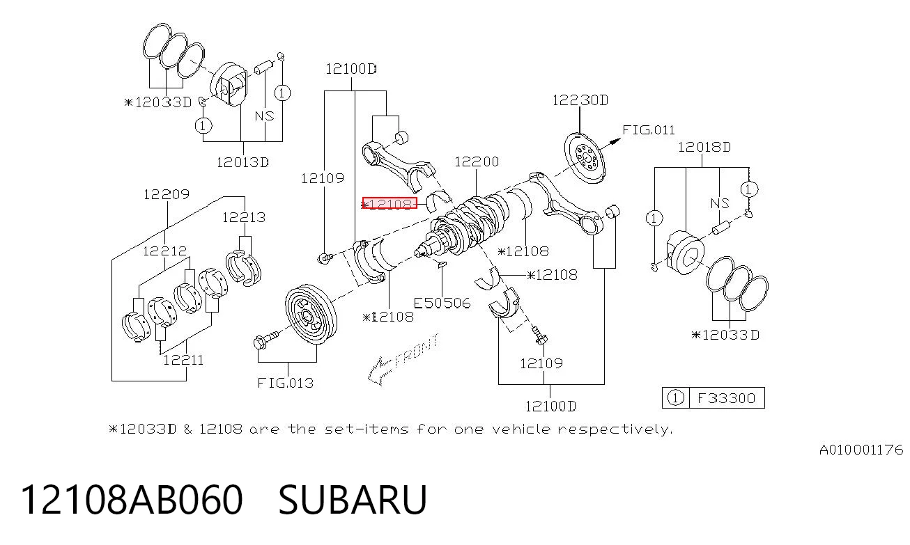 Комплект подшипников скольжения на Subaru Outback III B13, BP