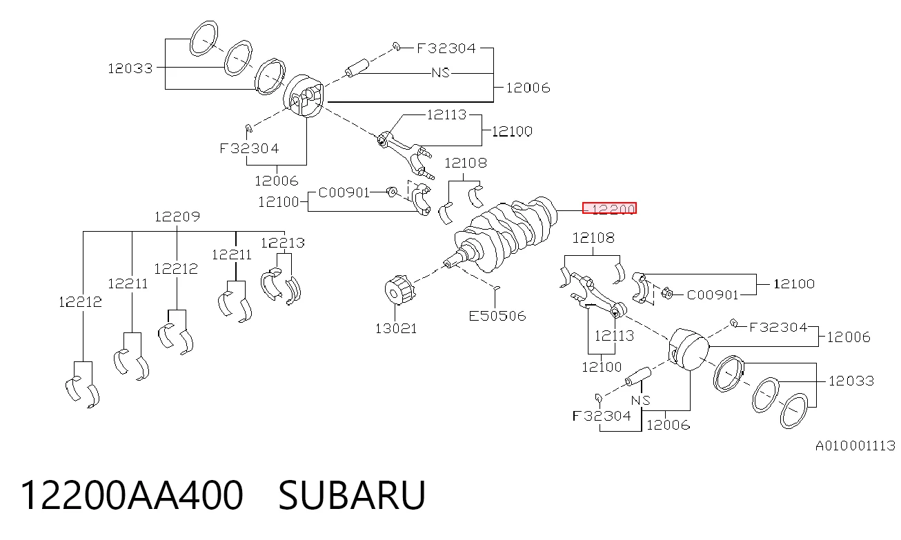 12200AA400 Subaru Коленвал двигателя