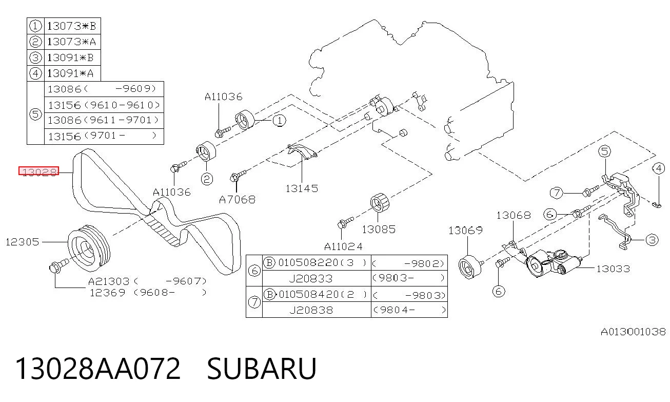 13028AA072 Subaru Ремень двигателя