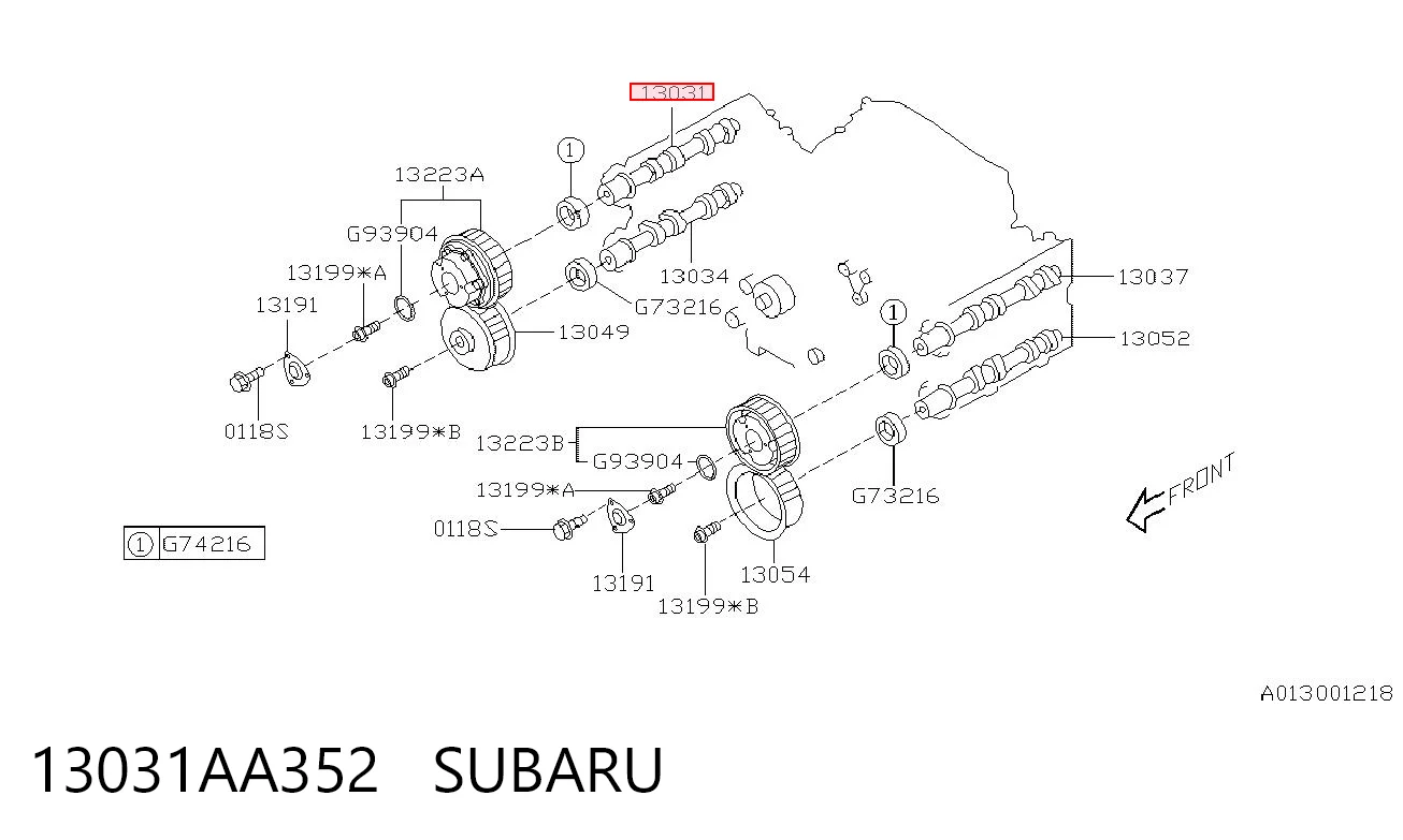 13031AA352 Subaru Распредвал двигателя впускной правый