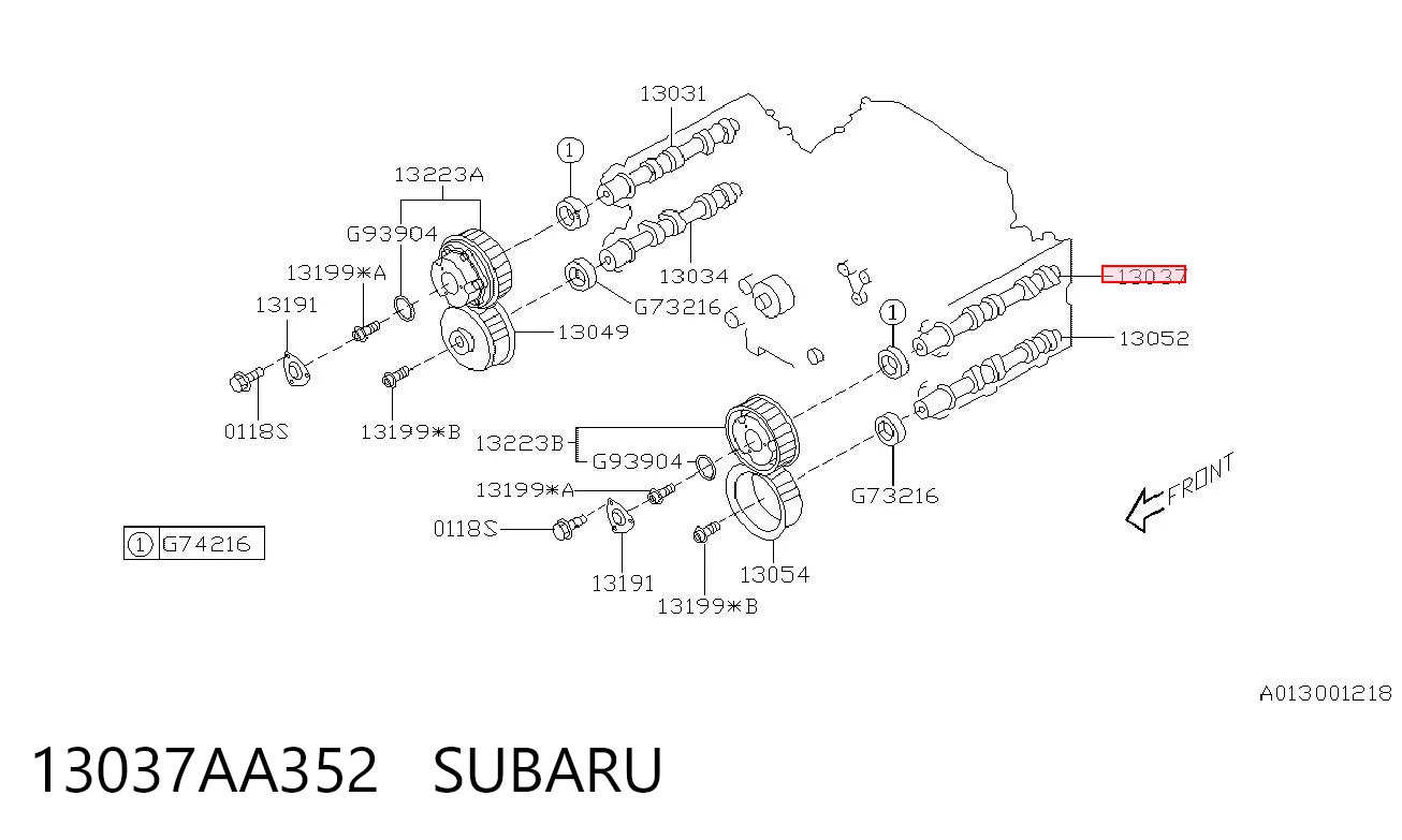 13037AA352 Subaru Распредвал двигателя впускной левый