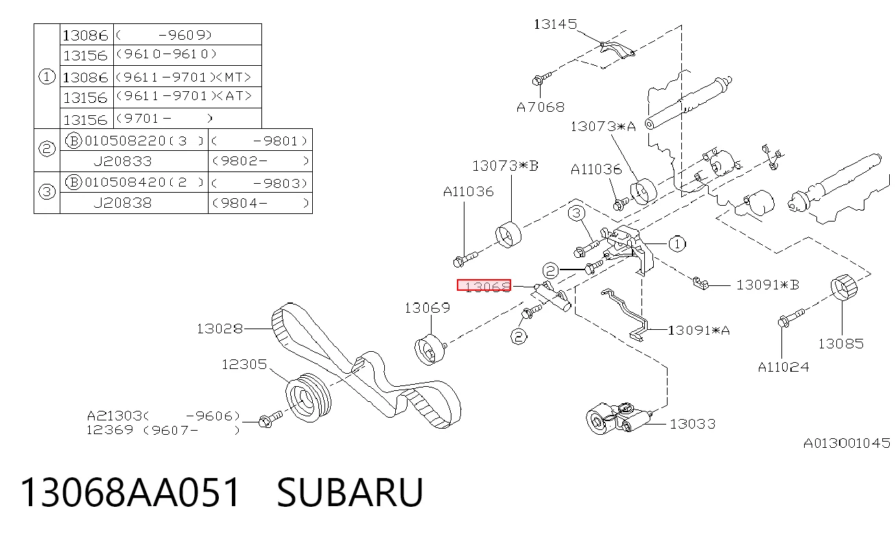 13068AA051 Subaru Ролик натяжителя ремня ГРМ