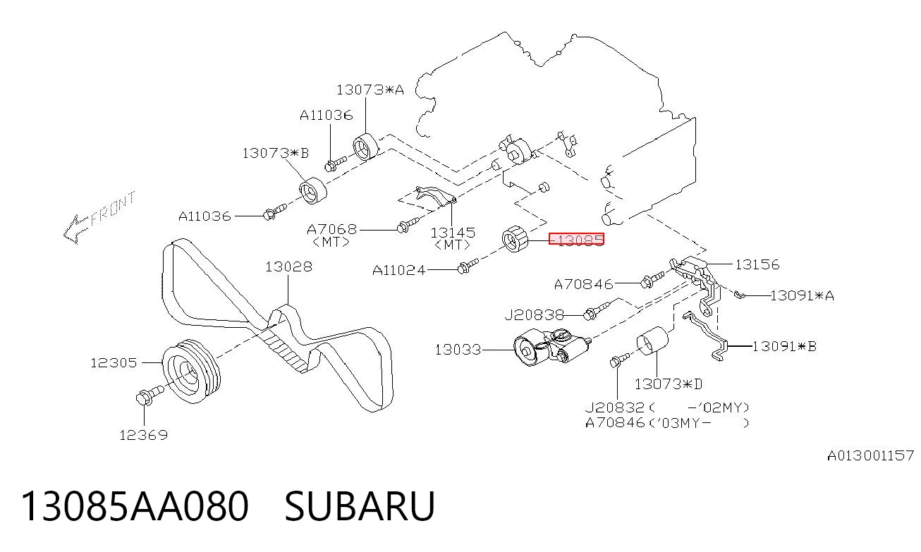 13085AA080 Subaru Паразитный ведущий ролик