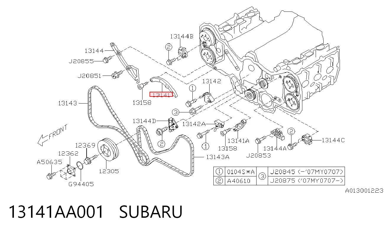 13141AA001 Subaru Башмаки цепи ГРМ