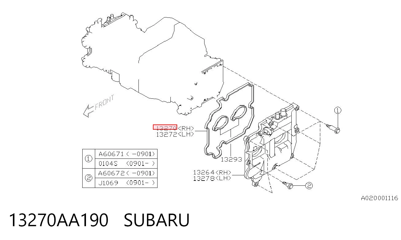 13270AA190 Subaru Правая прокладка клапанной крышки