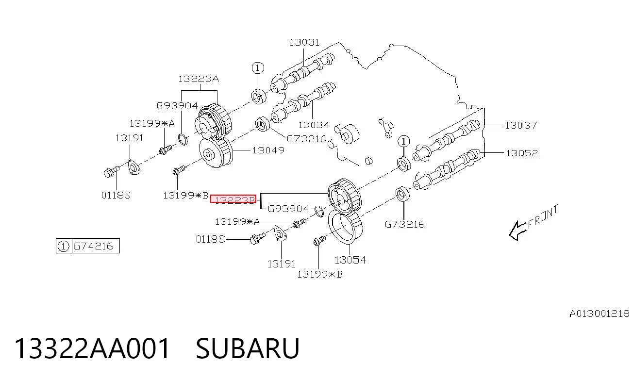 13322AA001 Subaru Звездочка-шестерня распредвала двигателя, впускного левого