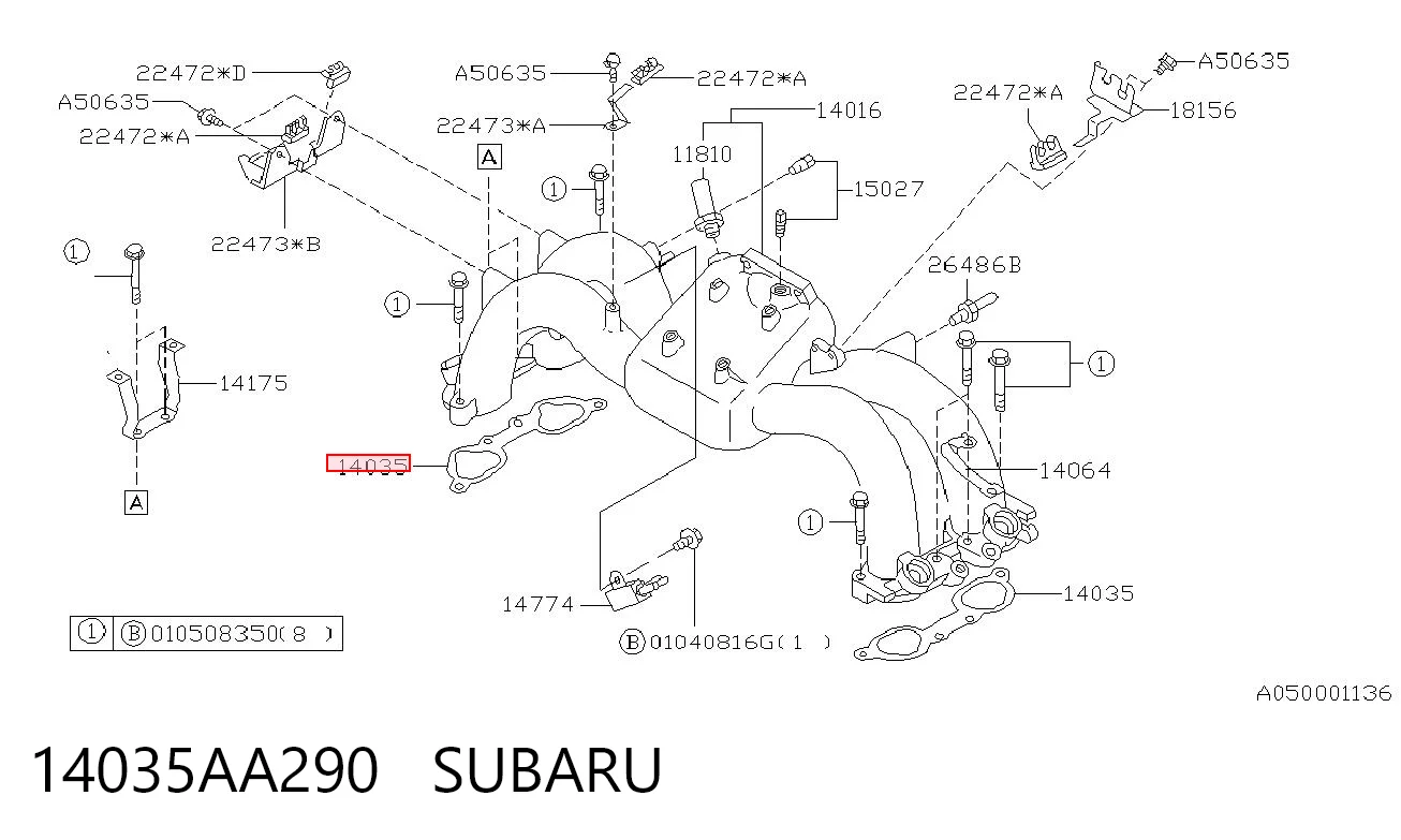  Прокладка впускного коллектора на Subaru Legacy I BC