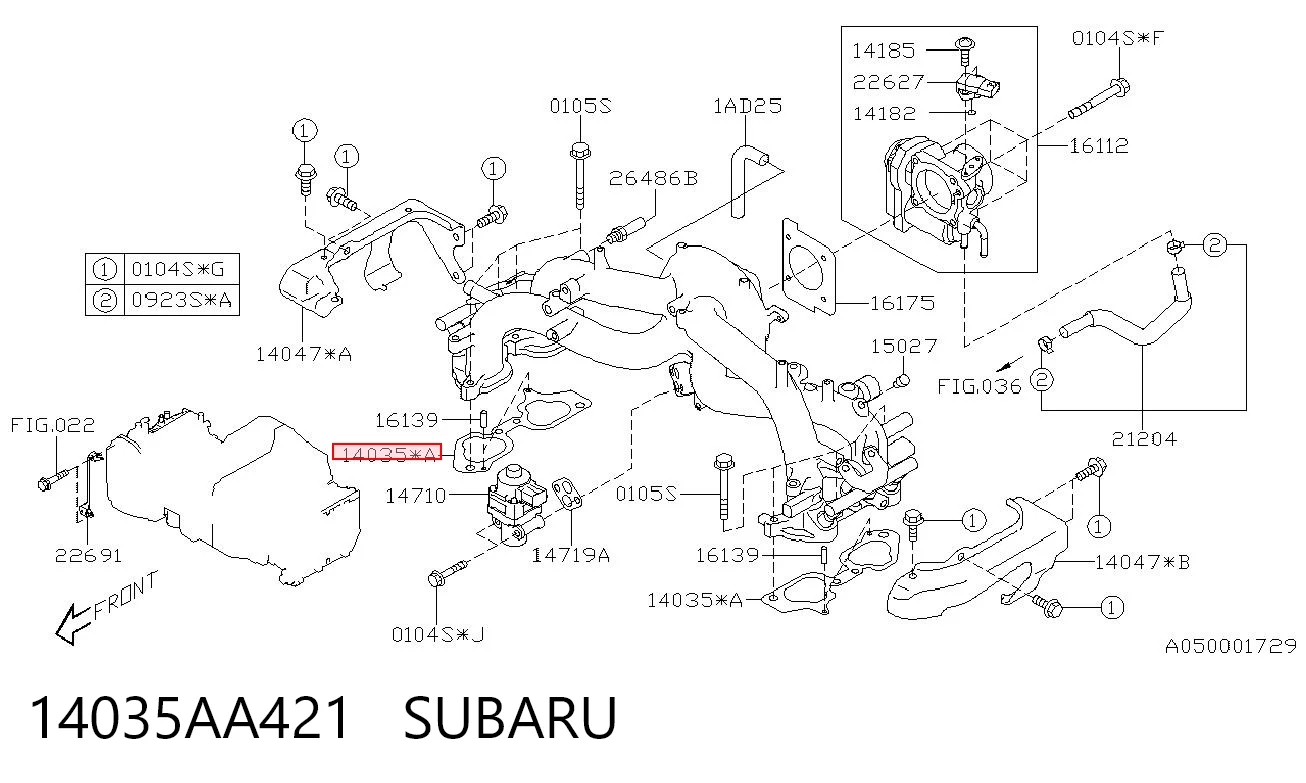 14035AA421 Subaru  Прокладка впускного коллектора