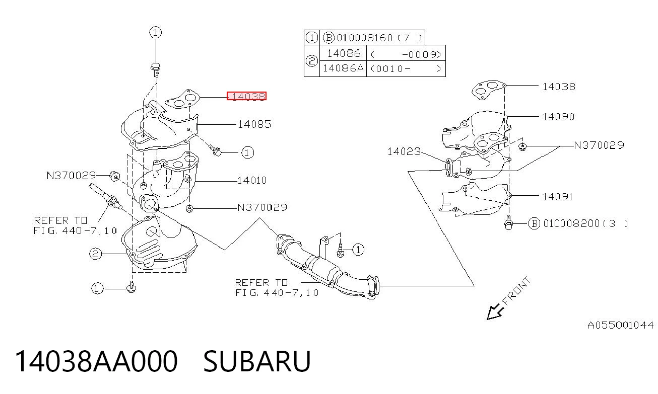 Прокладка коллектора выпуск на Subaru Forester III S12, SH