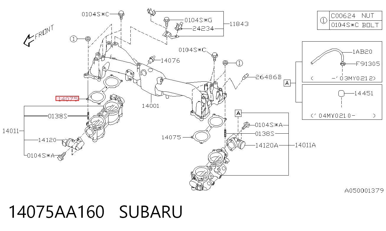 14075AA160 Subaru  Прокладка впускного коллектора