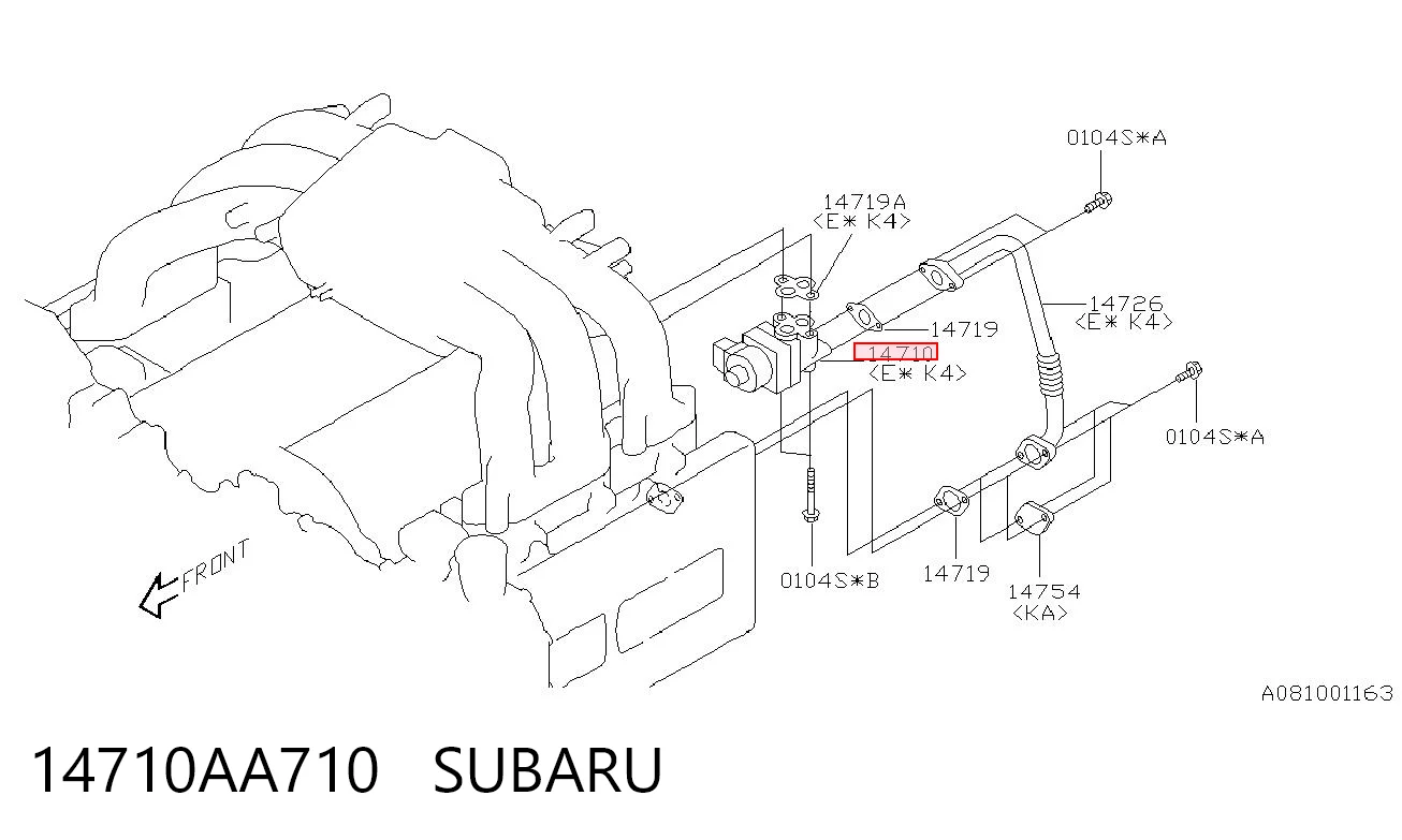 14710AA710 Subaru Клапан рециркуляции отработавших газов EGR