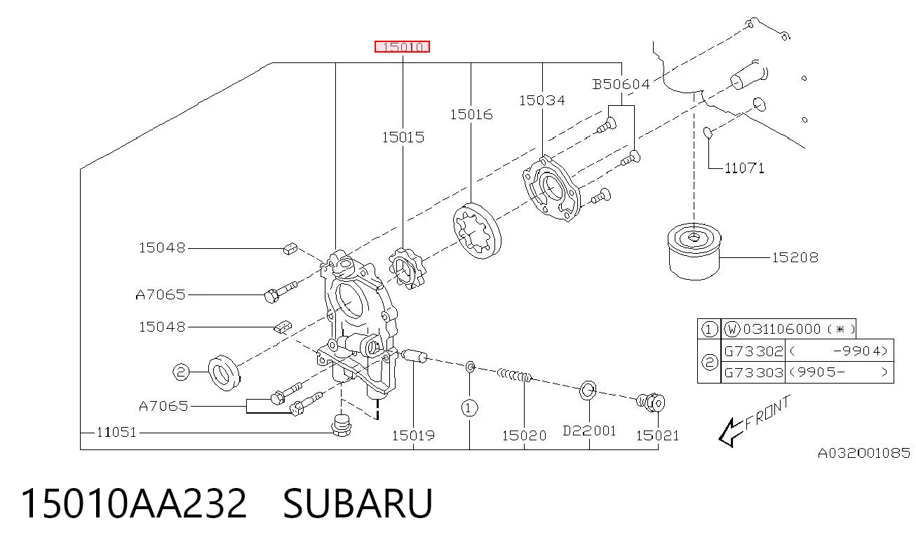 15010AA232 Subaru Масляный насос двигателя
