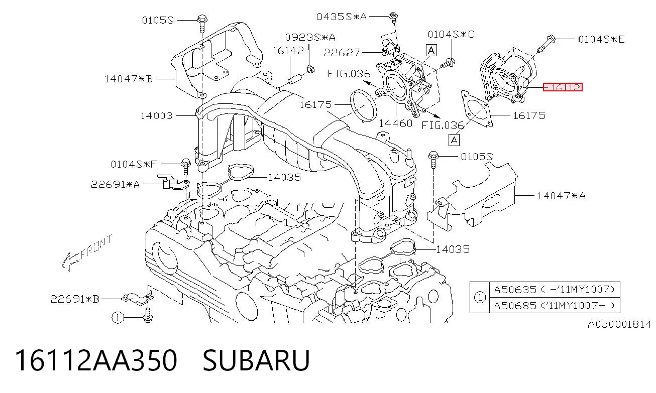 16112AA350 Subaru Дроссельная заслонка