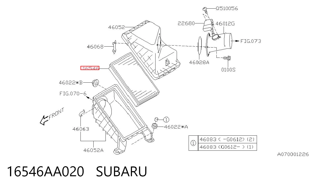 16546AA020 Subaru Воздушный фильтр двигателя
