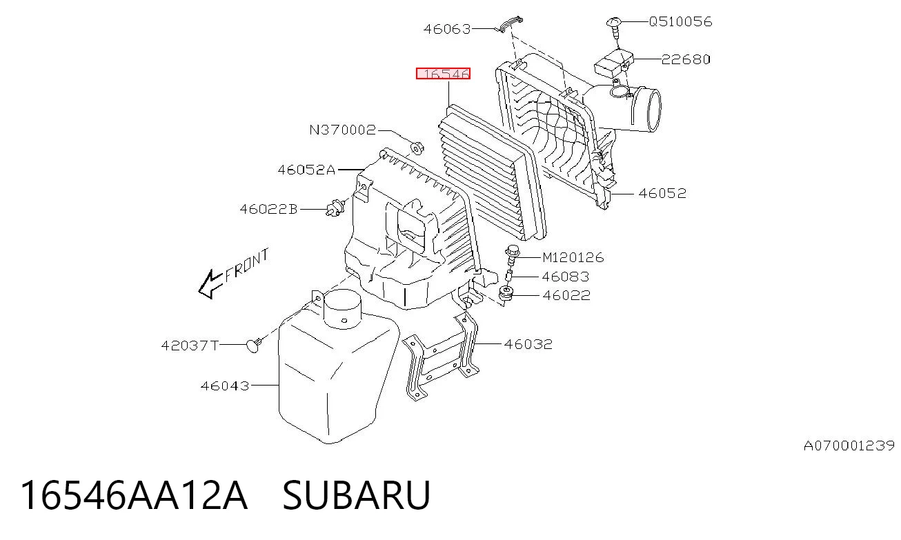 16546AA12A Subaru Воздушный фильтр двигателя