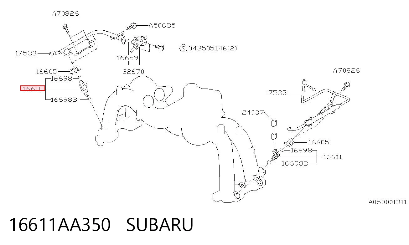16611AA350 Subaru Топливные форсунки