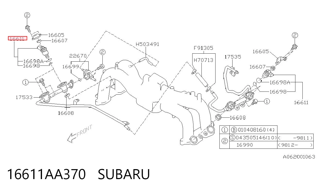 Форсунка инжектора Subaru 16611AA370 цена, от 25.34 USD