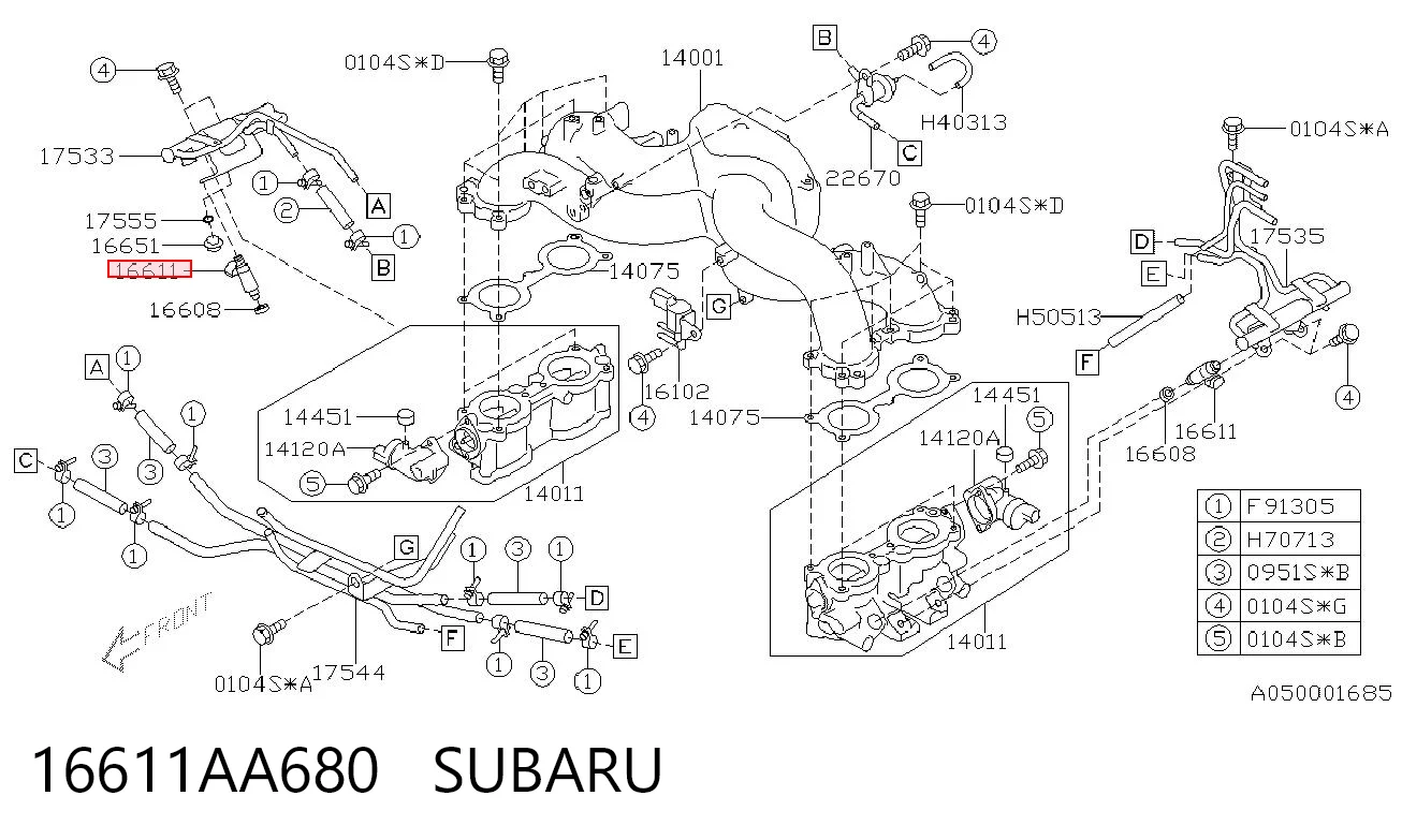 16611AA680 Subaru Топливные форсунки