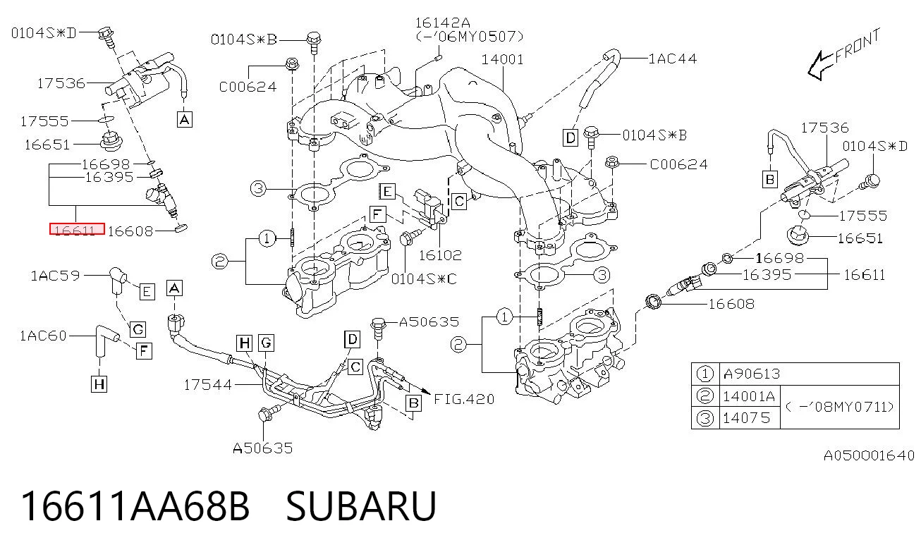 Купить Топливные форсунки Субару Аутбек III B13, BP