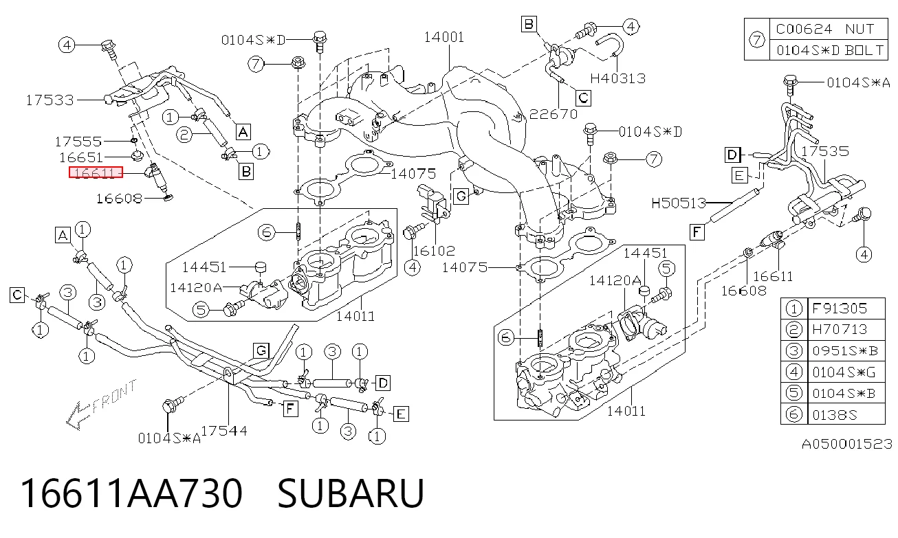 16611AA730 Subaru Топливные форсунки