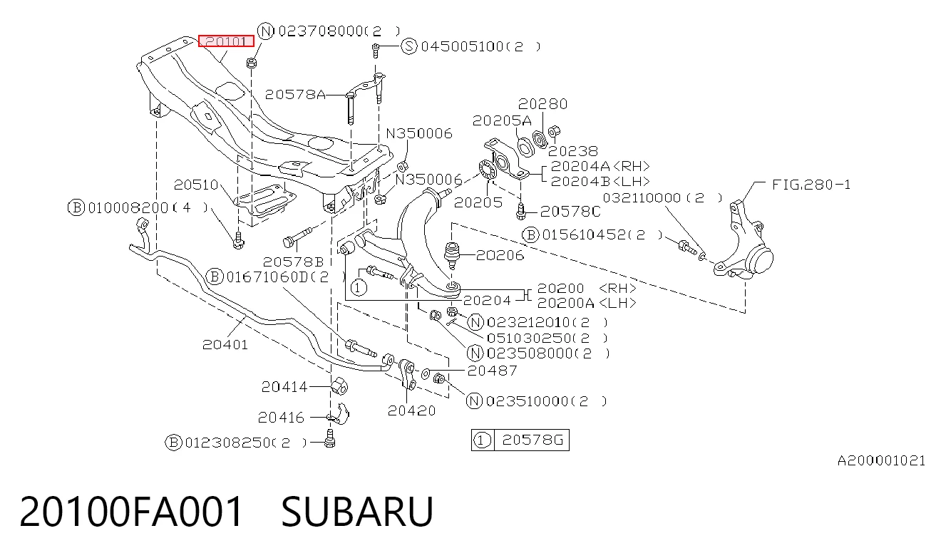 Подрамник передней подвески на Subaru Forester I S10, SF