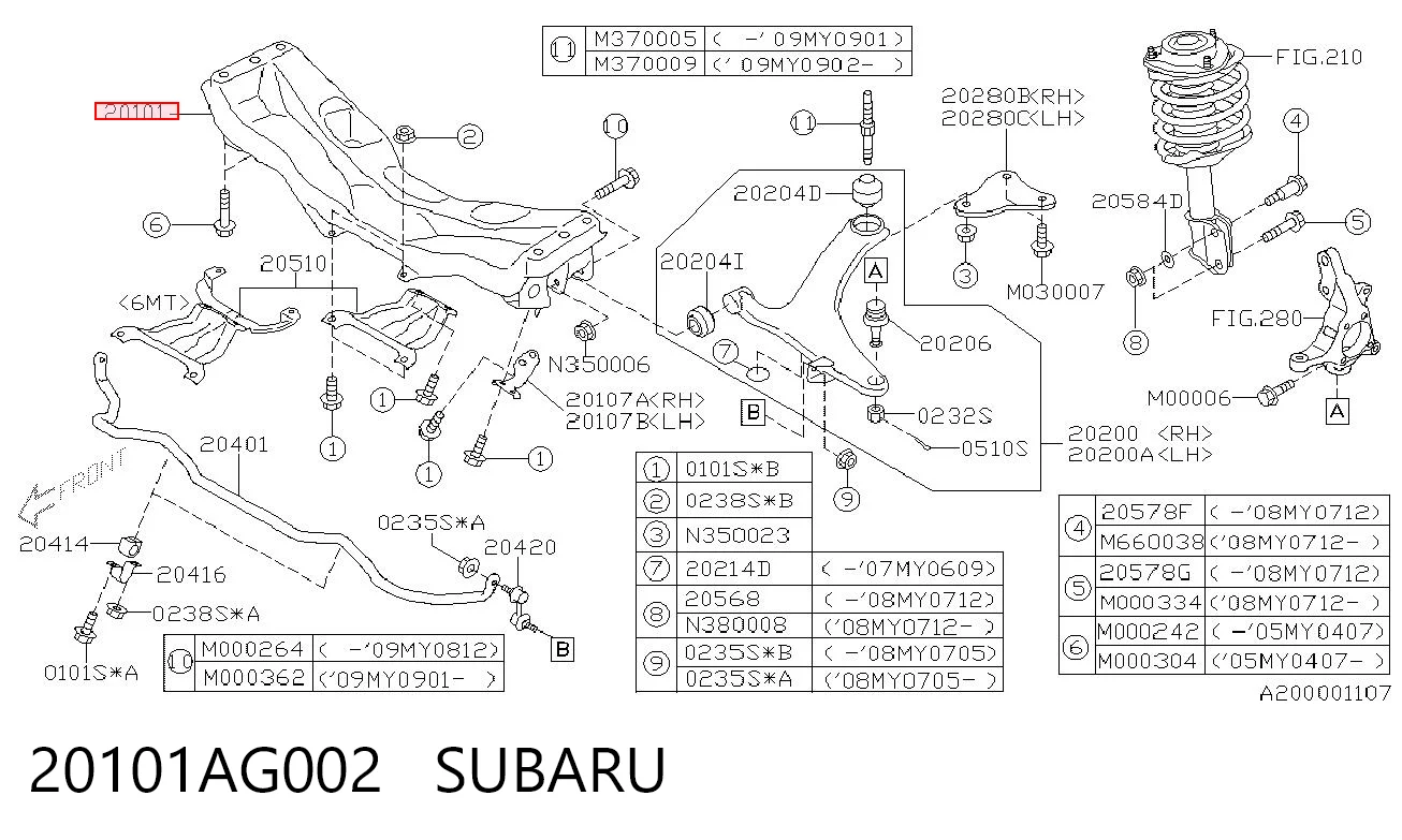 Подрамник передней подвески на Subaru Impreza III GH