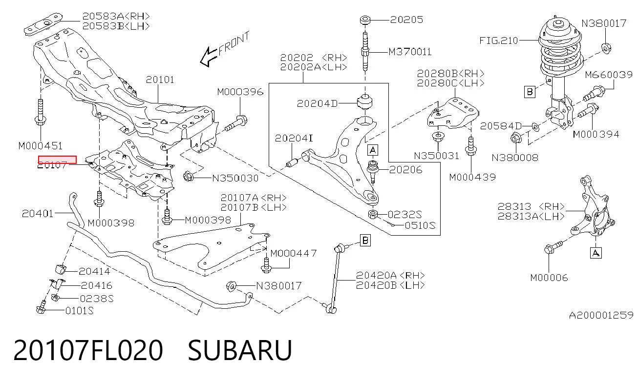 20107FL020 Subaru Кронштейн передней балки