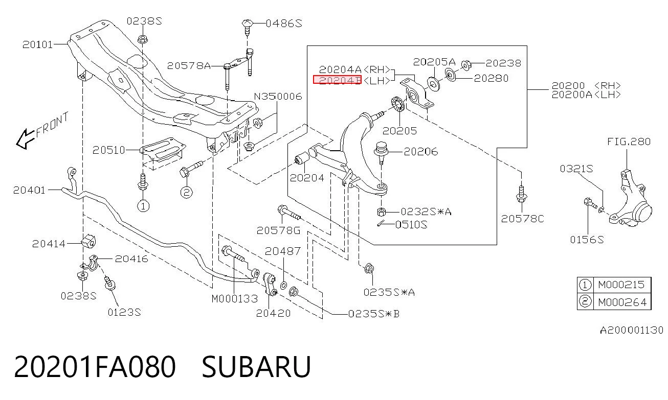 20201FA080 Subaru Сайлентблок нижнего переднего рычага