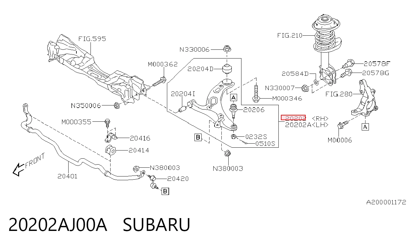 20202AJ00A Subaru Балансир задний нижний, правый