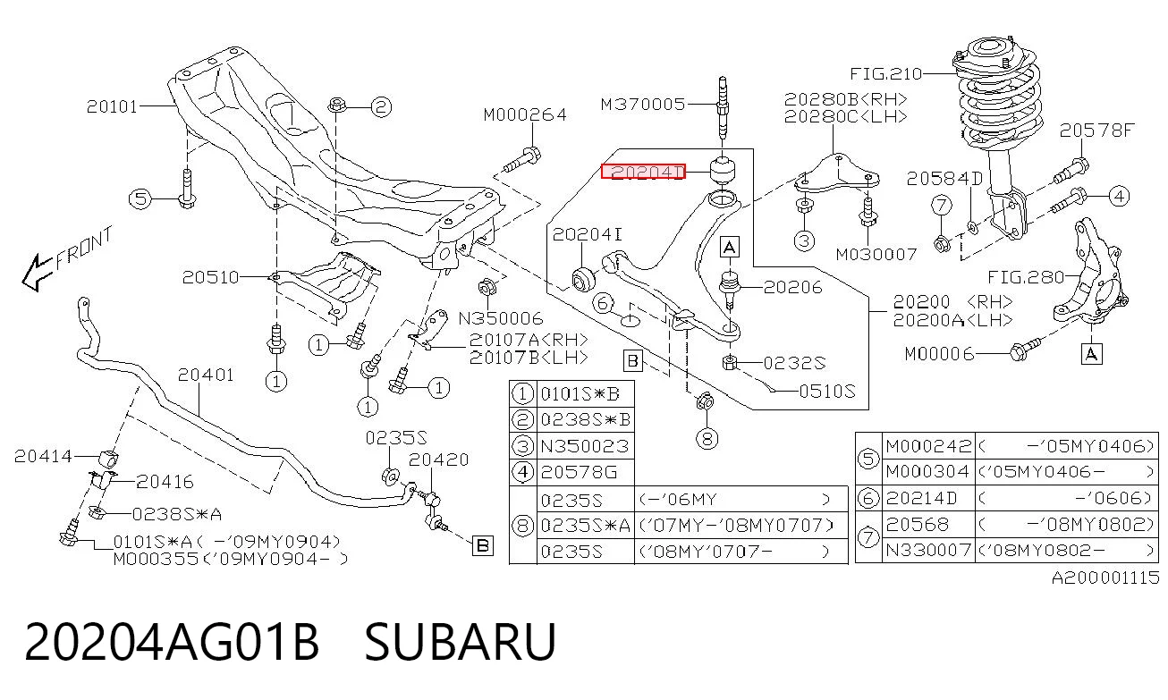 20204AG01B Subaru Сайлентблок нижнего переднего рычага