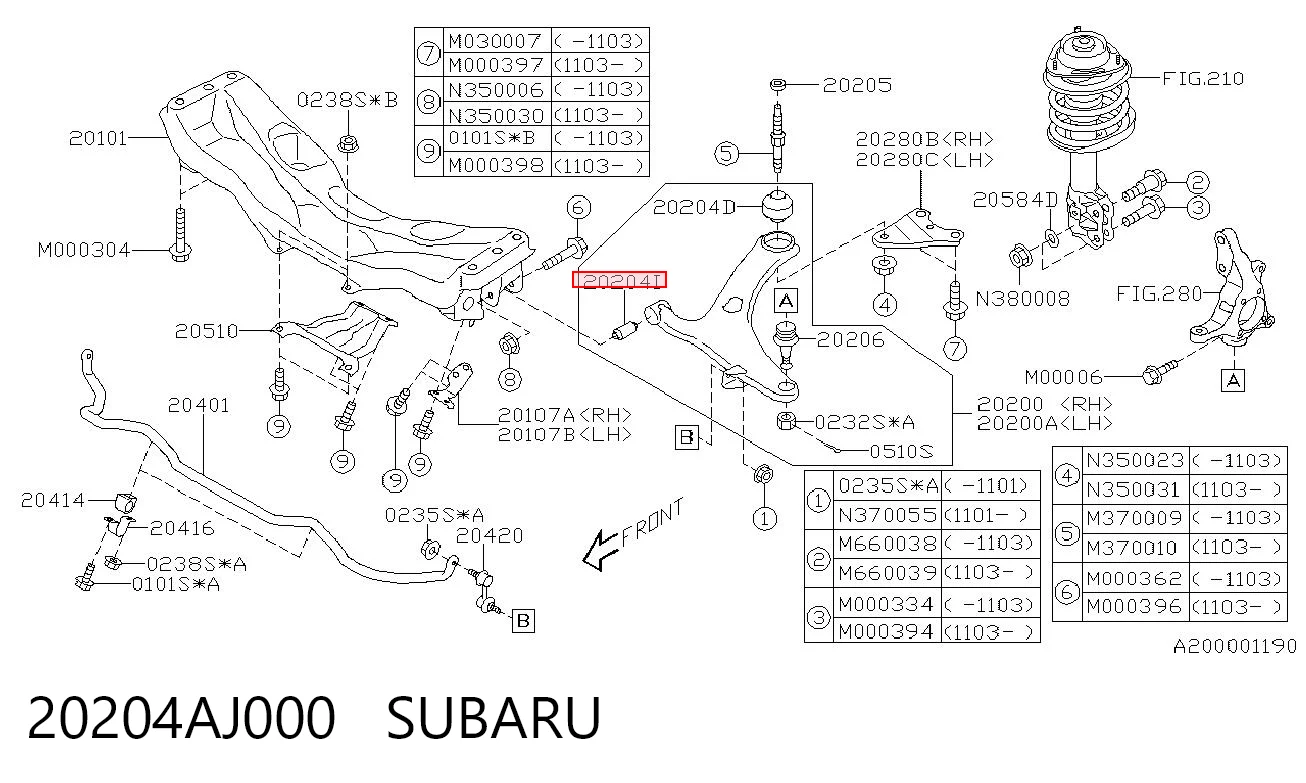 20204AJ000 Subaru Сайлентблок нижнего переднего рычага