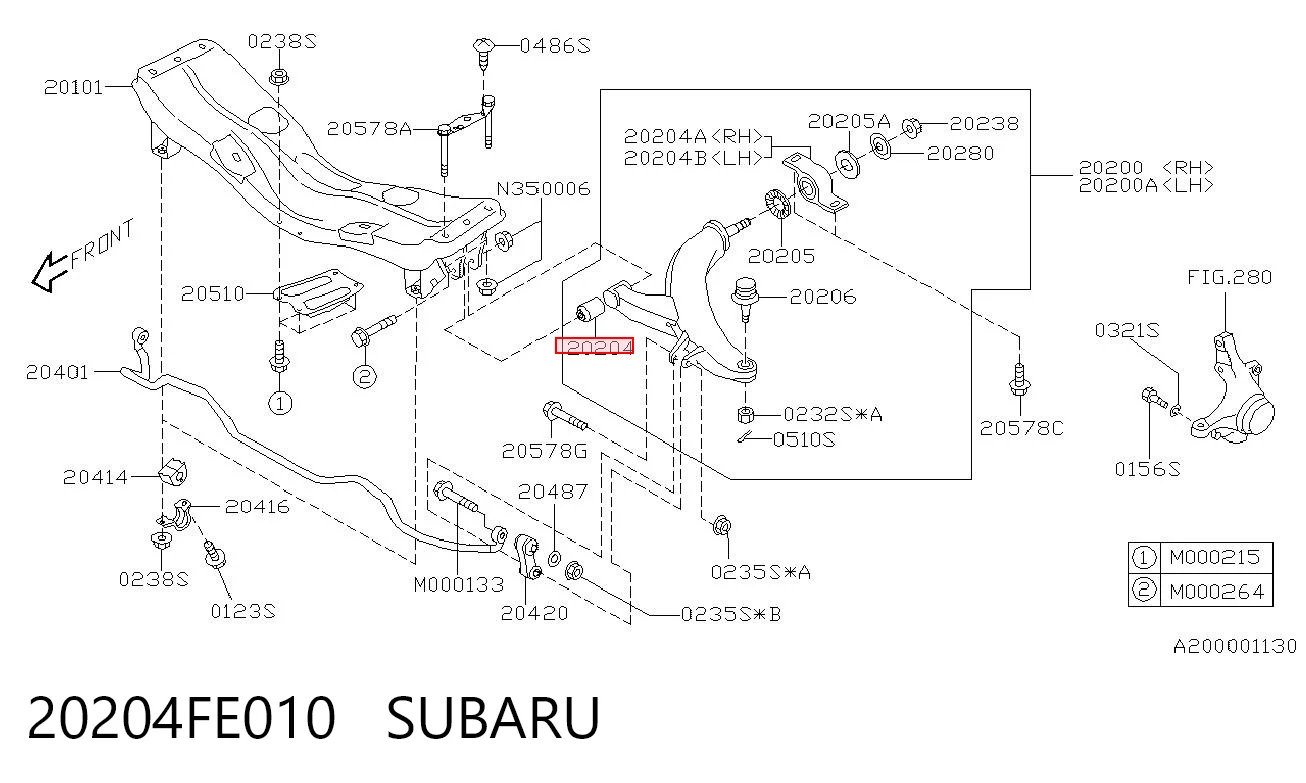 20204FE010 Subaru Сайлентблок нижнего переднего рычага