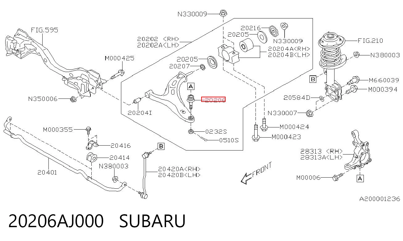 20206AJ000 Subaru Палец шаровой нижний