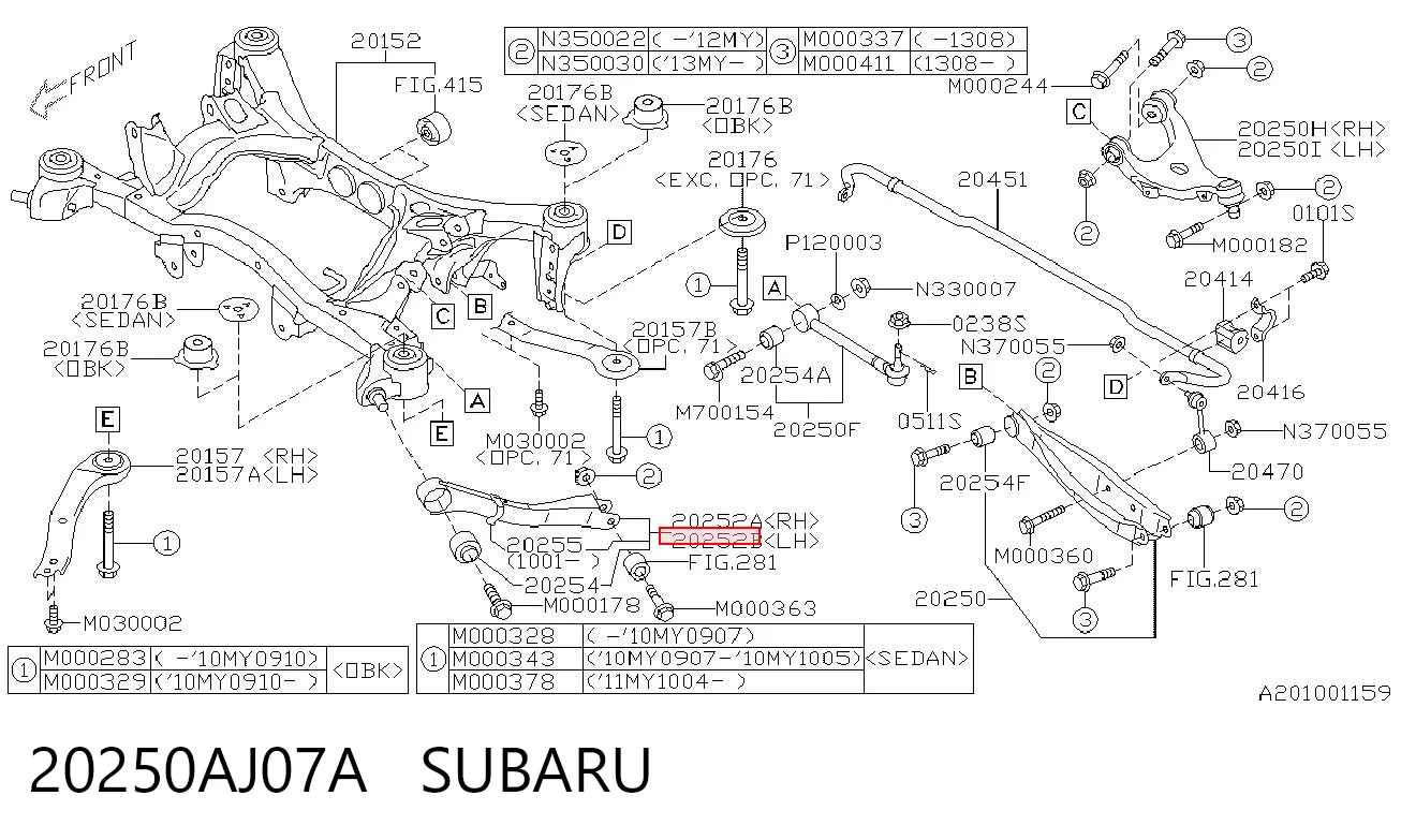20250AJ07A Subaru Цапфа левая