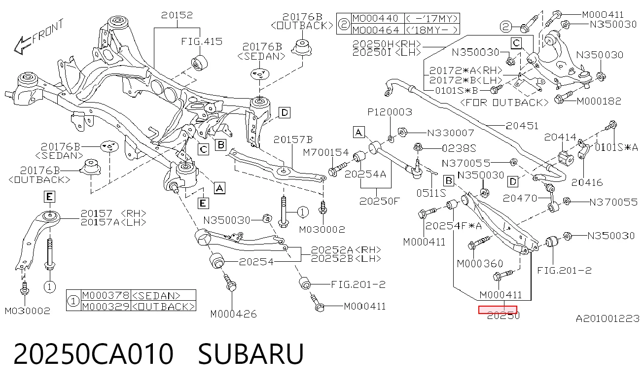 20250CA010 Subaru Рычаг задней подвески нижний, левый/правый