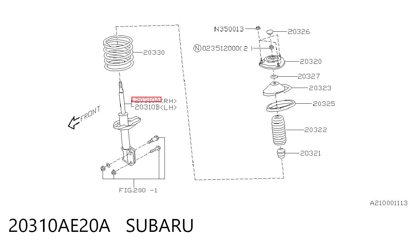 20310AE20A Subaru Амортизатор передней подвески правый