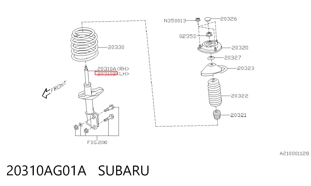 20310AG01A Subaru Амортизатор передний левый
