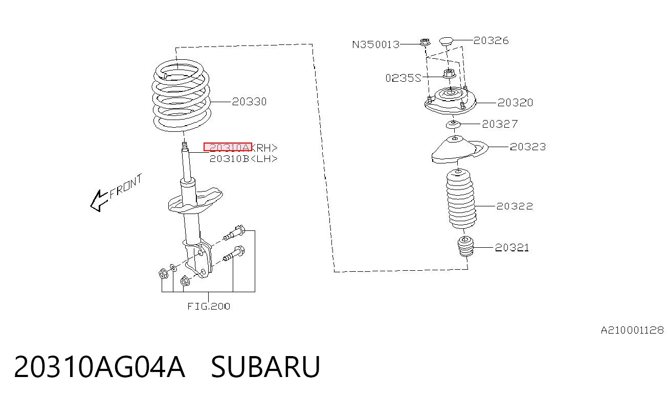 20310AG04A Subaru Амортизатор передней подвески правый