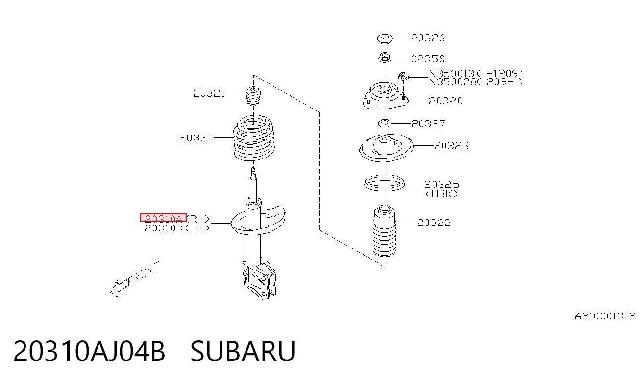 20310AJ04B Subaru Амортизатор передней подвески правый
