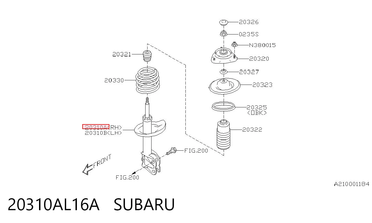 20310AL16A Subaru Амортизатор передней подвески правый