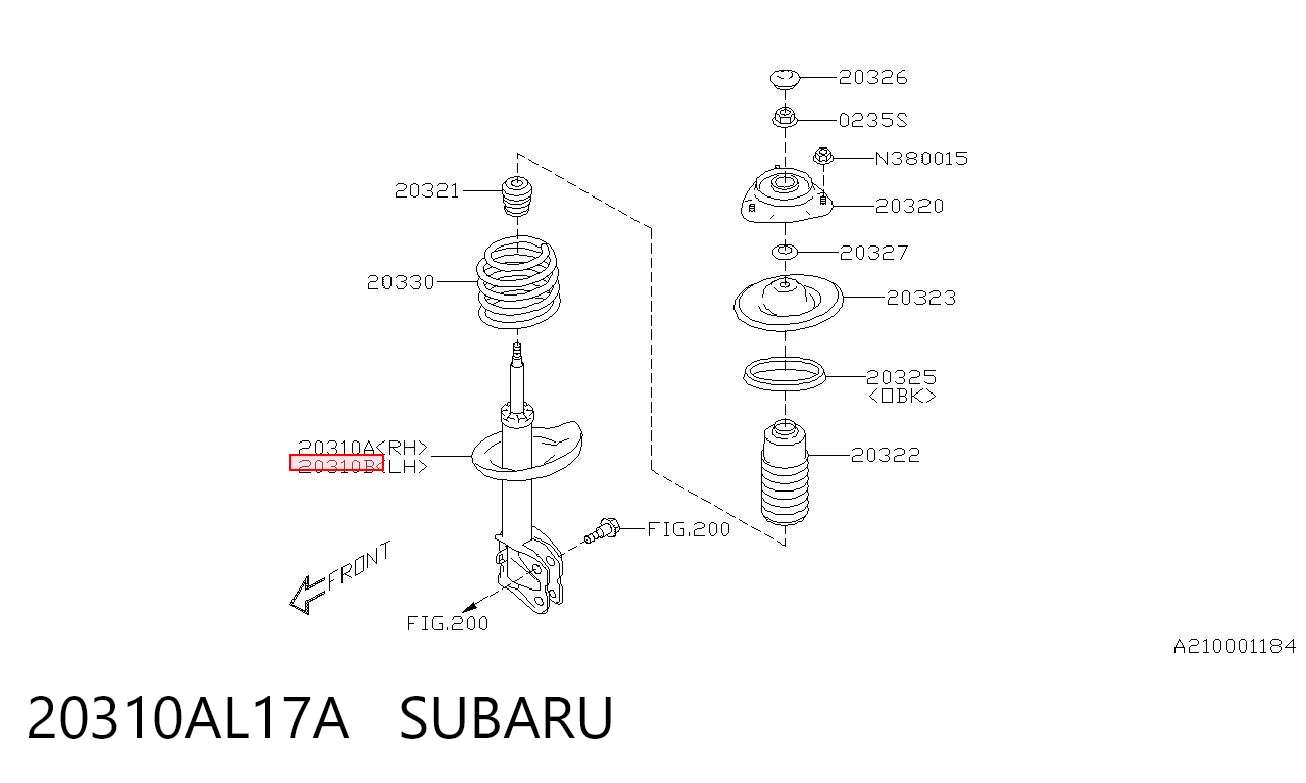 20310AL17A Subaru Амортизатор передний левый