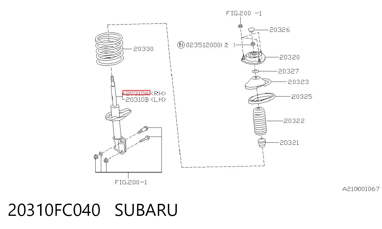 20310FC040 Subaru Амортизатор передней подвески правый