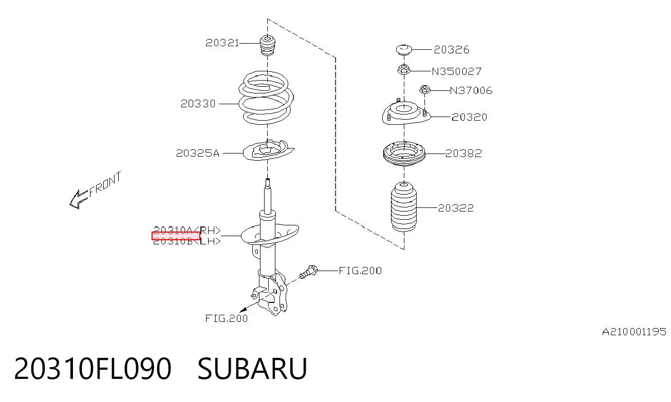 20310FL090 Subaru Амортизатор передний левый