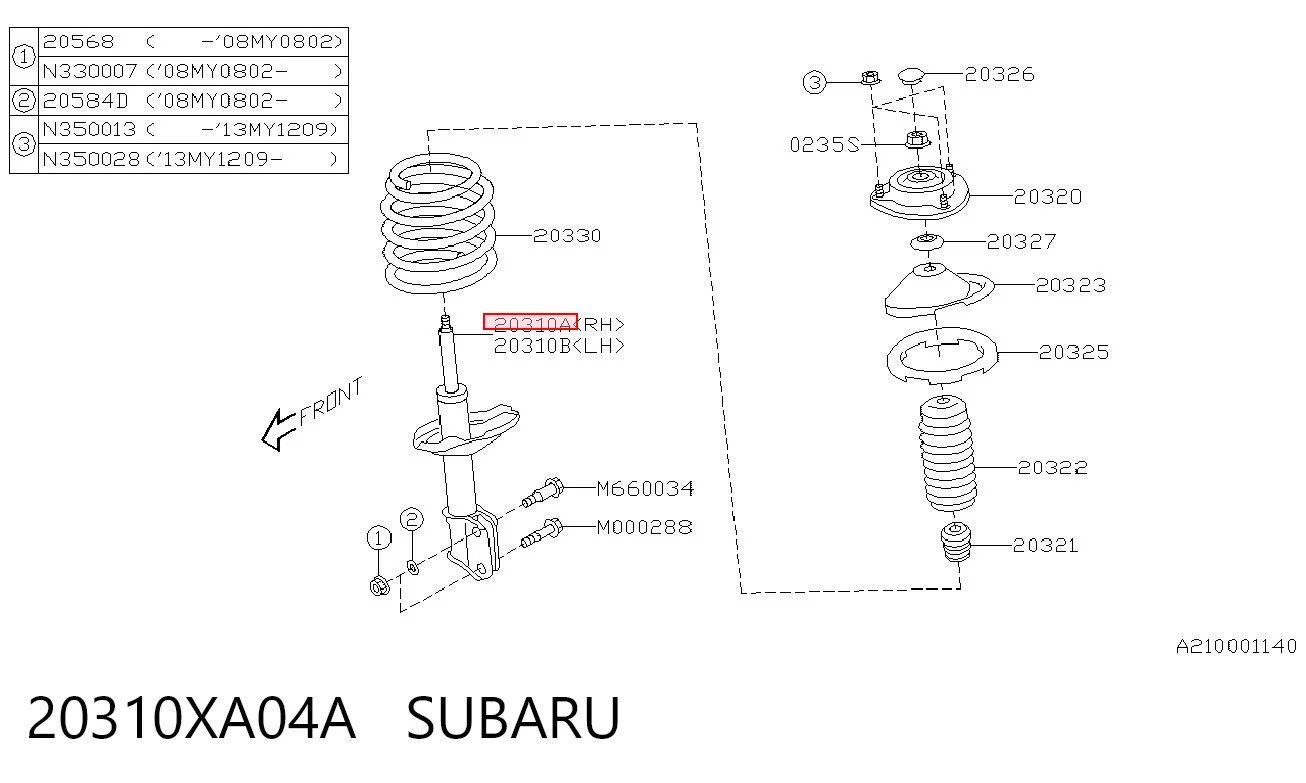 20310XA04A Subaru Амортизатор передней подвески правый