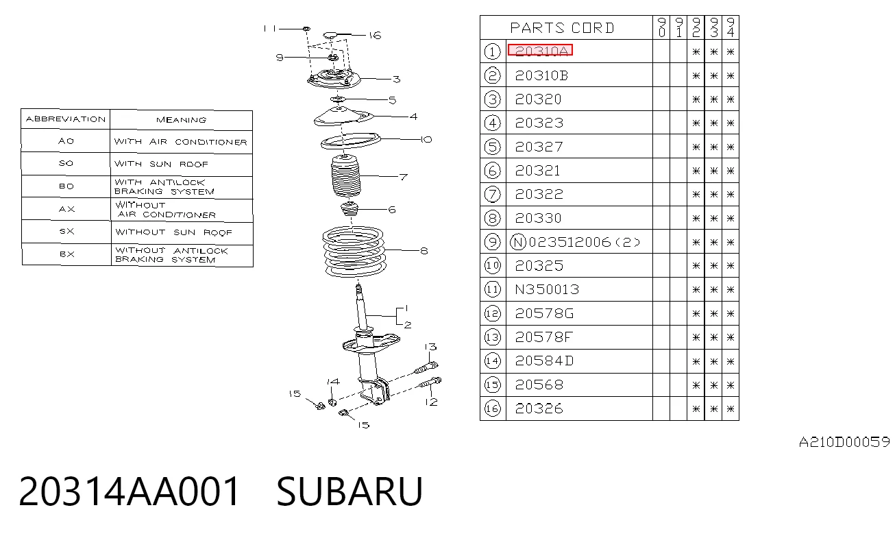 Амортизатор подвески передний левый Subaru Legacy I седан (BC) (1989 - 1994) цена, от 99.80 USD
