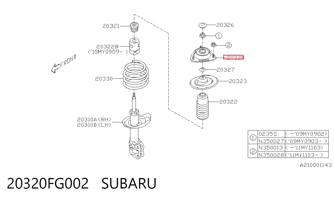 20320FG002 Subaru Подушка амортизатора переднего