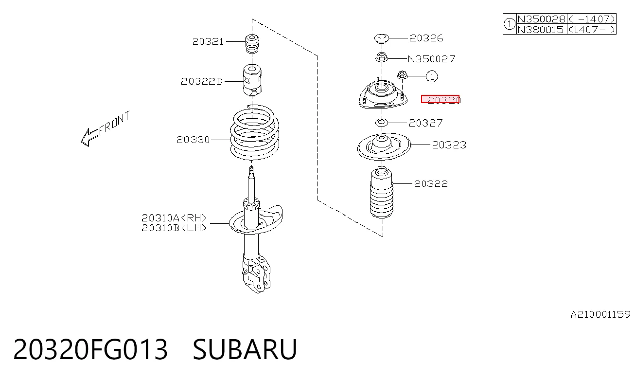 20320FG013 Subaru Подушка амортизатора переднего